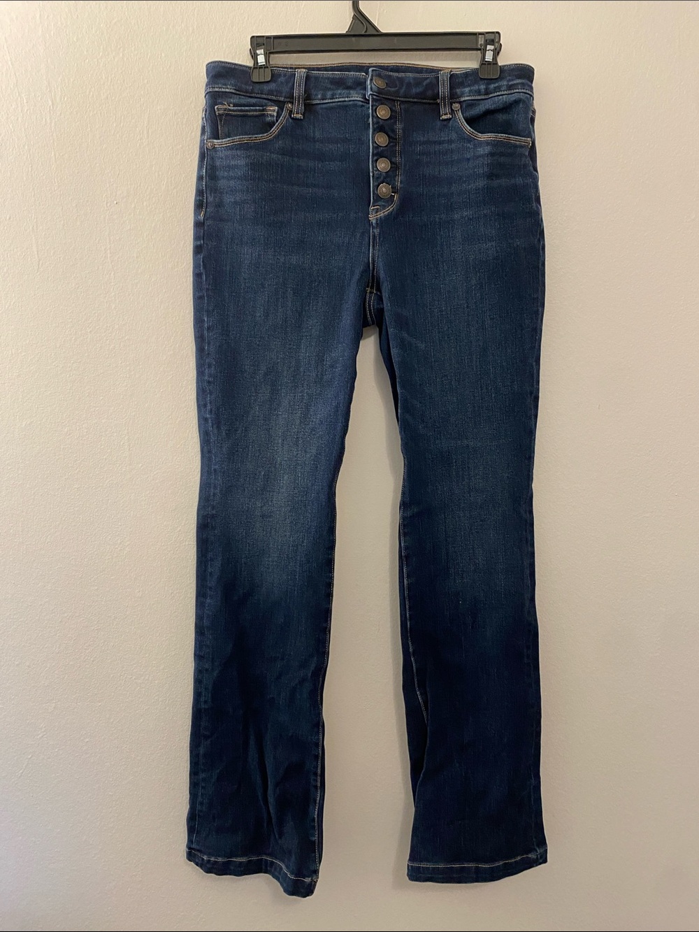 American Eagle Dark Blue High Rise Skinny Kick Bootleg Jeans with Button Fly